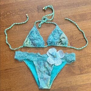 Beach Bunny Turquoise Lace Bikini Set